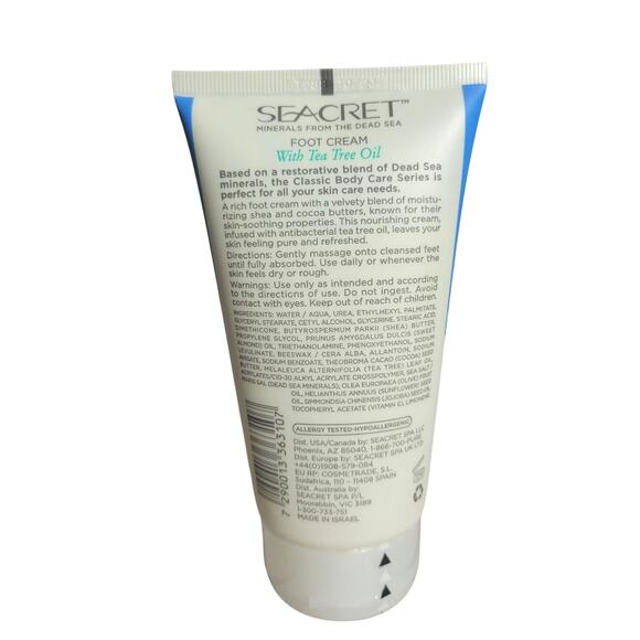 Seacret Foot Cream With Tea Tree Oil Minerals From Dead Sea NEW 5.1oz bottle - Picture 2 of 3